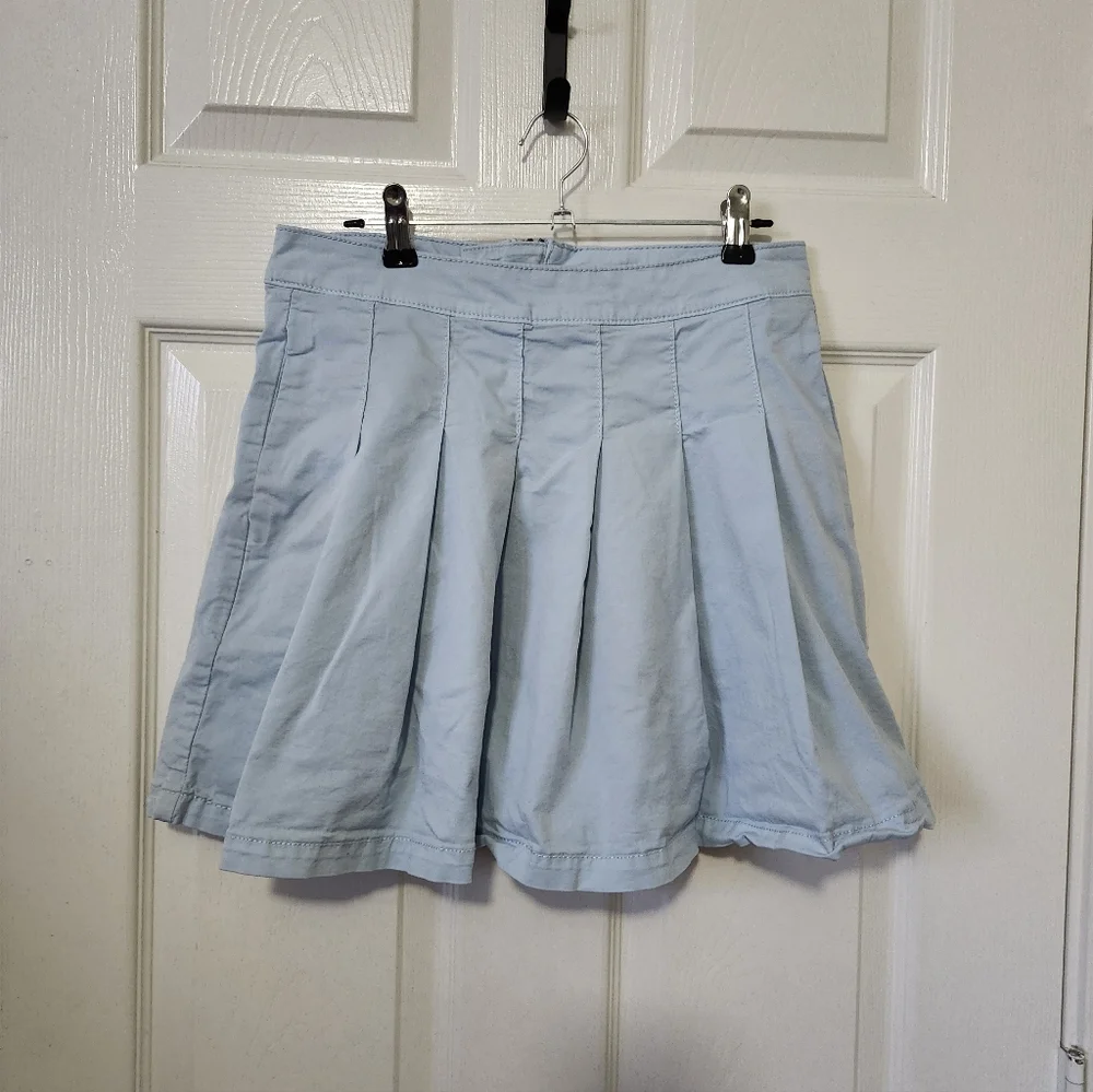 American Eagle Light Blue Pleated Mini Skirt 4 Reg
